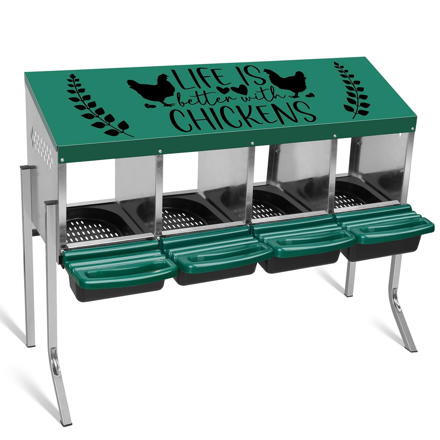 TGEYD Chicken Nesting Box 4 Holes, Nesting Boxes for Chickens, Nesting Boxes for Laying Eggs, with Chicken Perch, for 4 Chickens Up to 16 Chicken 44.3"L x 16.1"W x 7.3"H