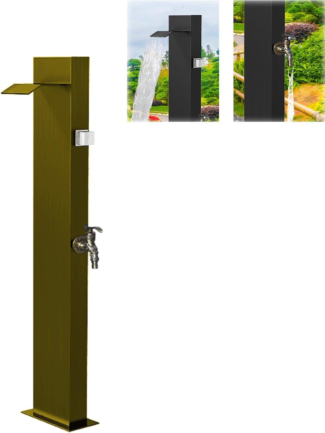 Stainless Steel Freestanding Water Spigot - Frost Free Outdoor Faucet & Hose Stand Hydrant for Garden, Patio & Yard - Durable Gold Finish