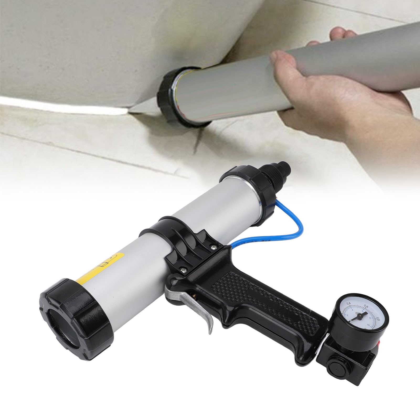 Pistola para Calafatear Salchichas, Herramienta Neumática para Calafatear de Aleación de Aluminio con Costos de Mano de Obra, Dispositivo Aplicador de Masilla Sellador para (310ml)