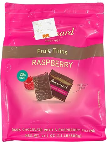 Bushar Raspberry Thin, 21.3 oz 600 g, Belgium Chocolate
