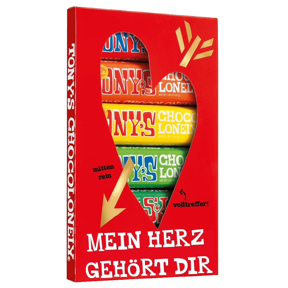 TONY'S CHOCOLONELY - Rainbow Set 6er Pack 288 g - Geschenkbox mit Schokoriegeln in 6 Sorten, ideal als Valentinstagsgeschenk mit Platz für persönliche Nachricht. Ohne Palmöl, hergestellt in Belgien