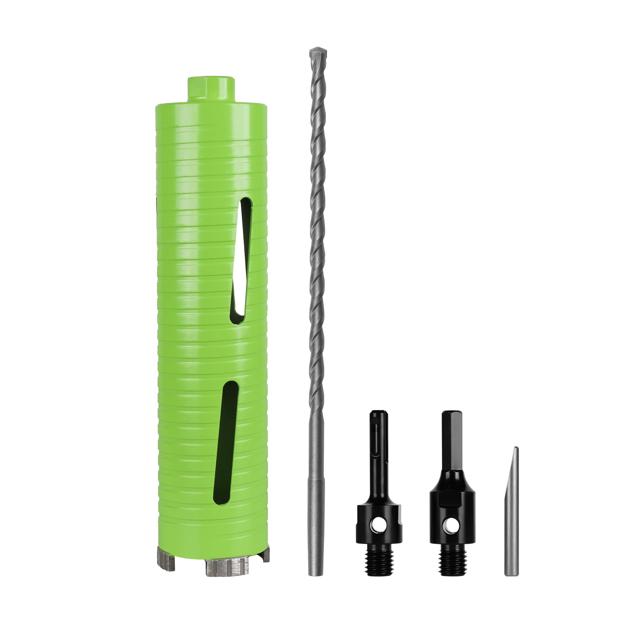 Set di Punte per carotaggio per calcestruzzo Asciutto da 2-1/2" con 2 adattatori per Punte per carotaggio e Punta Pilota