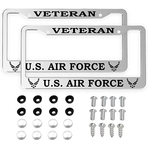 TRYNDI 2pcs fit for US Air Force License Plate Frames,Newest Matte Aluminum Alloy Plate Frame to Decorate Your License Plate Cover,Screw Caps Included Cover