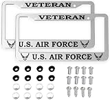 2Pcs for U.S. Air Force License Plate Frames – Silver Aluminum License Plate for...