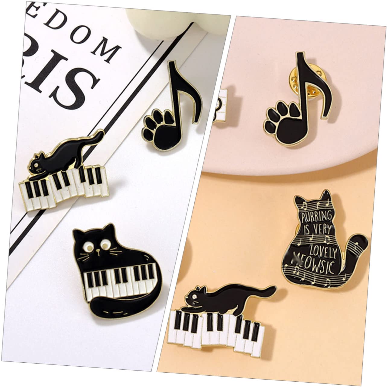 SHERCHPRY 25 Pz Spilla con nota musicale di gatto borsa posteriore per donna arredamento musicale spille da donna zaino perno zaini spilla animale lega decorare distintivo spillo bambino