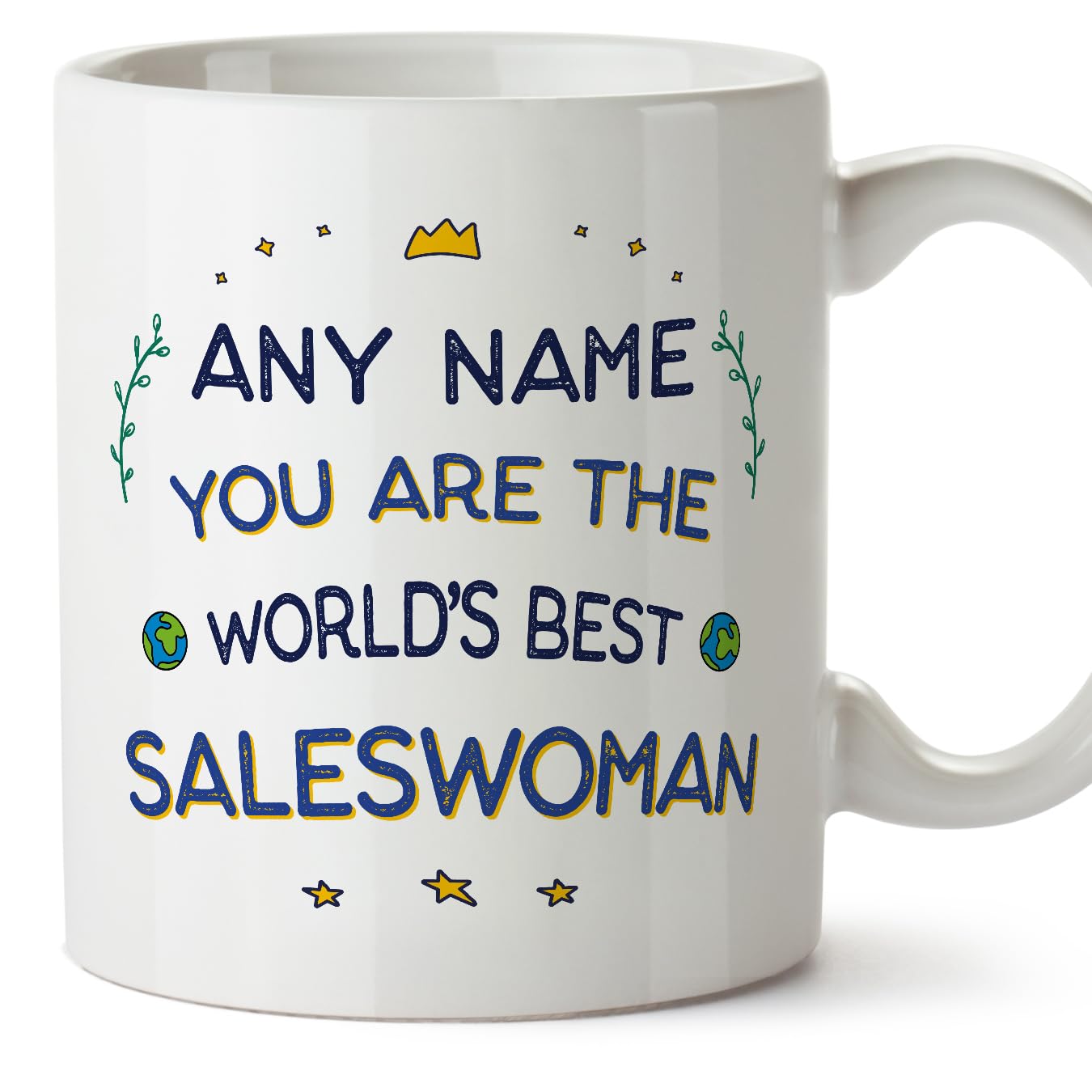 MUGFFINS Personalised Mug for Saleswoman Woman - in English - World's Best - Funny Custom Gift for Colleagues - Ceramic 11oz Mug โ image 1