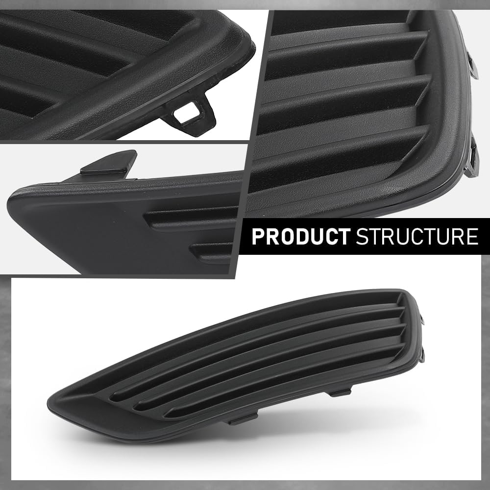 Fog Light Cover Front Left Driver Side Compatible with Ford Focus S 2015-2017, Fit Ford Focus SE 2018, F1EZ17B814B, FO1038150 Black PP