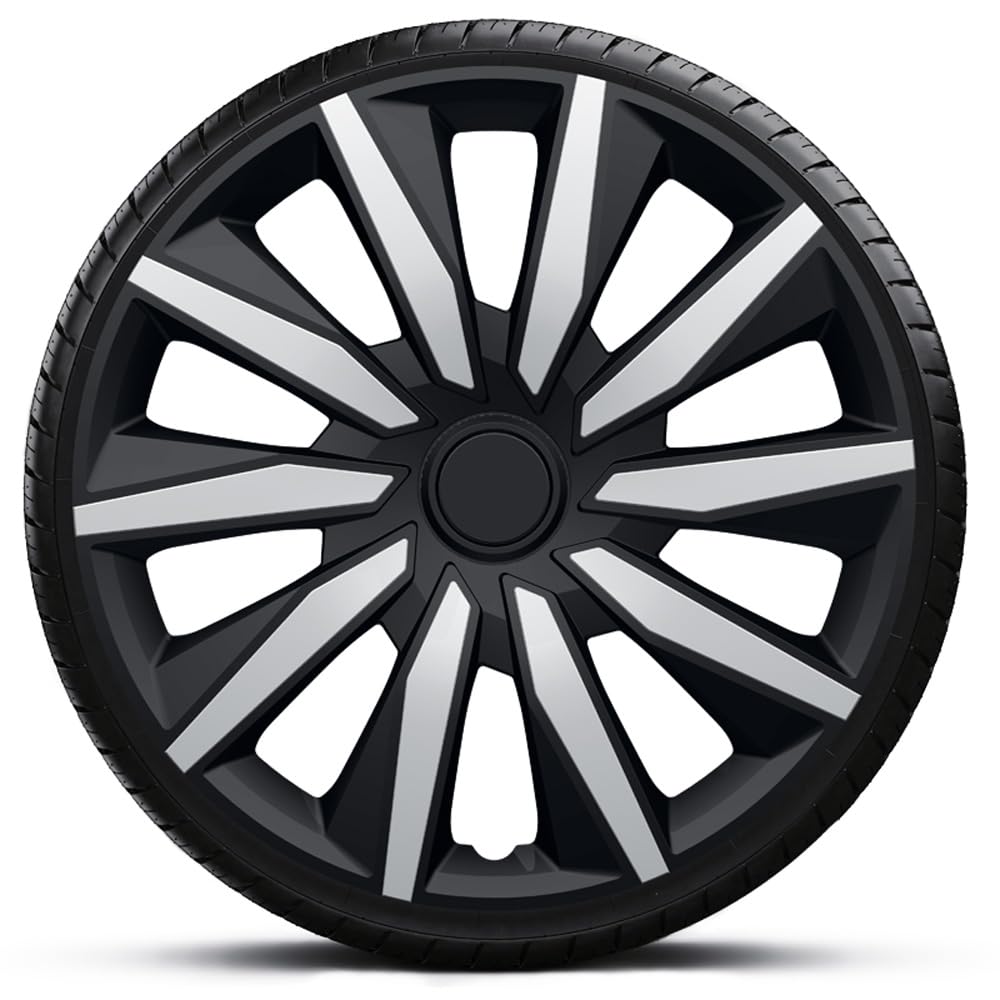 AutoStyle Set di 4 Copricerchi Decente 16 Pollici Argento/Nero
