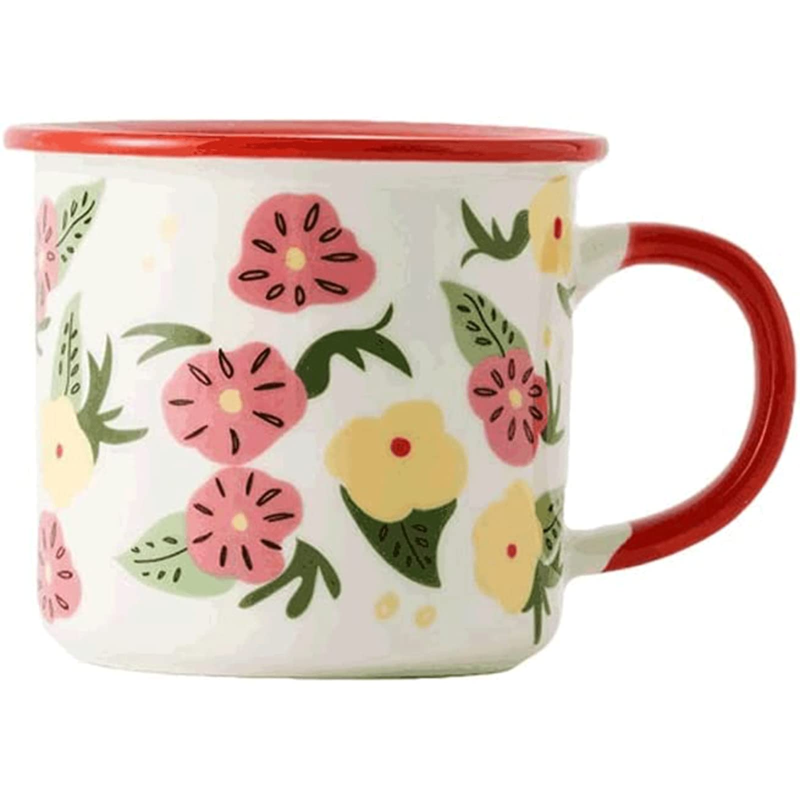 Habiba Becher Trinken 273ML Kaffeebecher, multifunktionaler Becher für Tee, heiße oder kalte Getränke, Emaille-Keramik-Kaffeetasse, Wiederverwendbare Getränketasse Exquisit