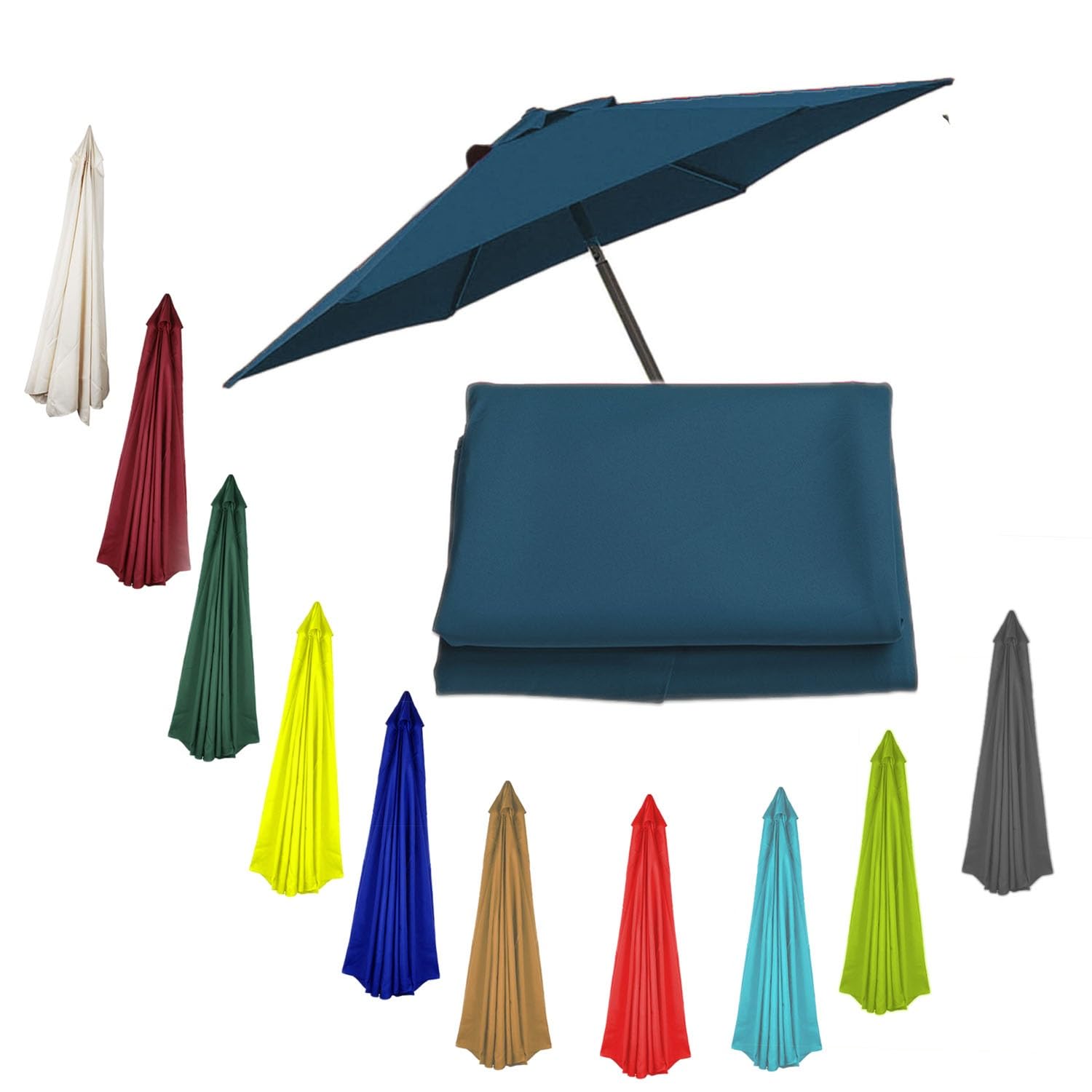 Zapasowy pokrowiec na parasol tarasowy, 2,7 m, materiał wierzchni parasola ogrodowego, odporny na promieniowanie UV, 2,7 m, zamiennik osłony przeciwsłonecznej