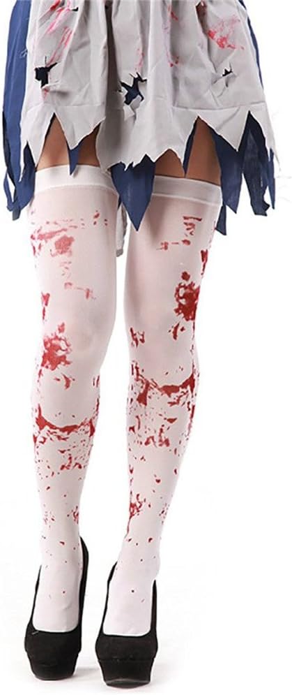 Crt Gucy Women's Cosplay Bloody Zombie Thigh Stockings Costume Hosiery for Halloween