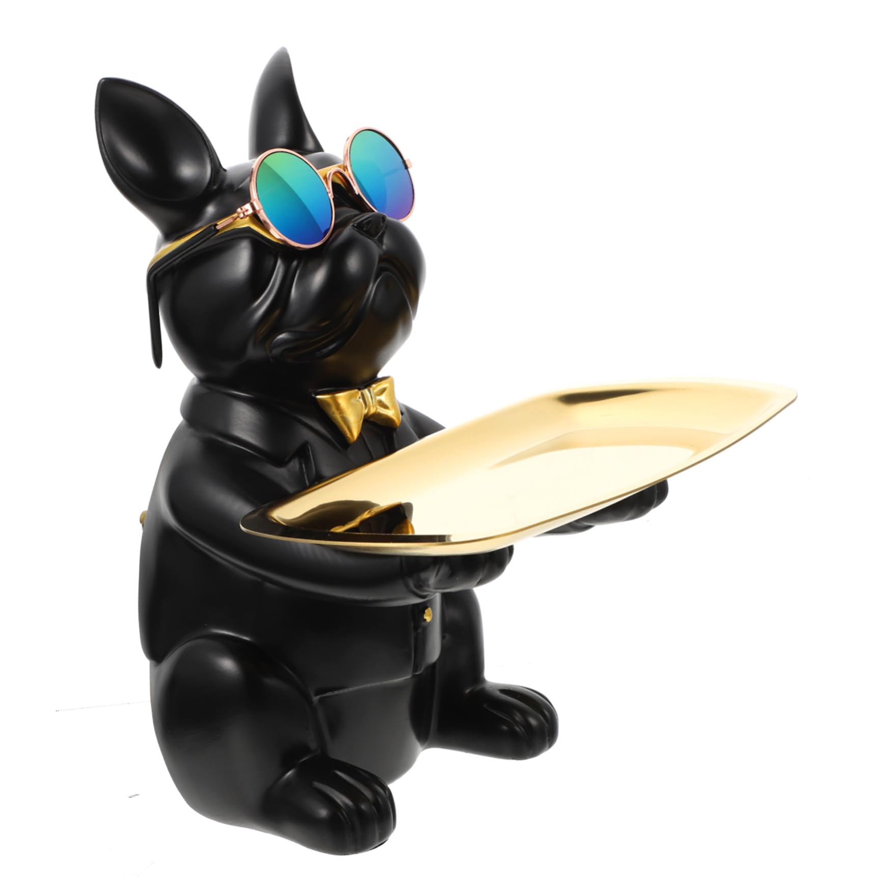 Healvian Bandeja para Llaves Multipropósito y Fácil de Limpiar Forma de Perro de Resina Sintética Negra Adecuado para Decoración Interior y Escritorio