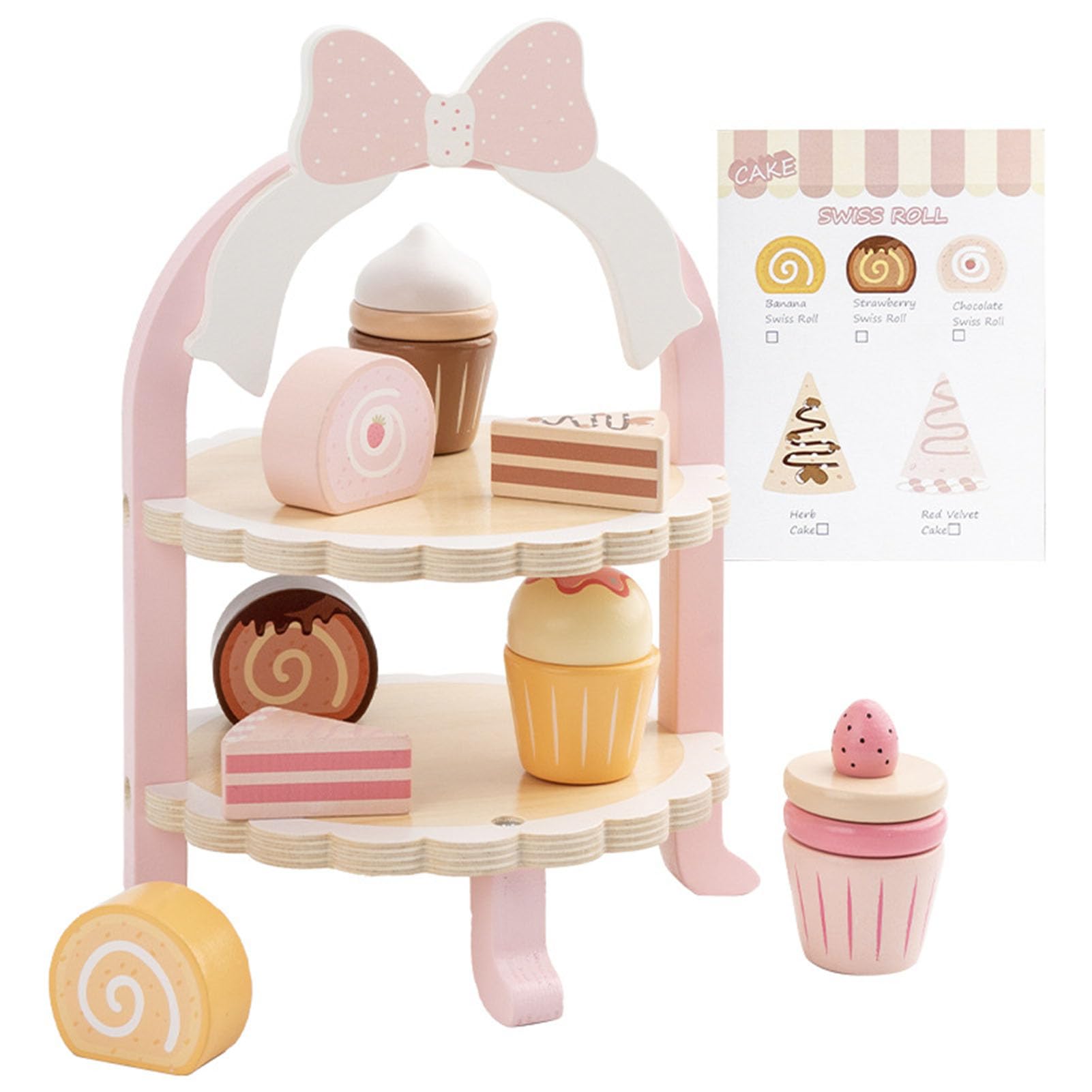 Set da Gioco con Alzata per Dessert a Due Piani, Giocattolo Cucina per Gioco di Ruolo