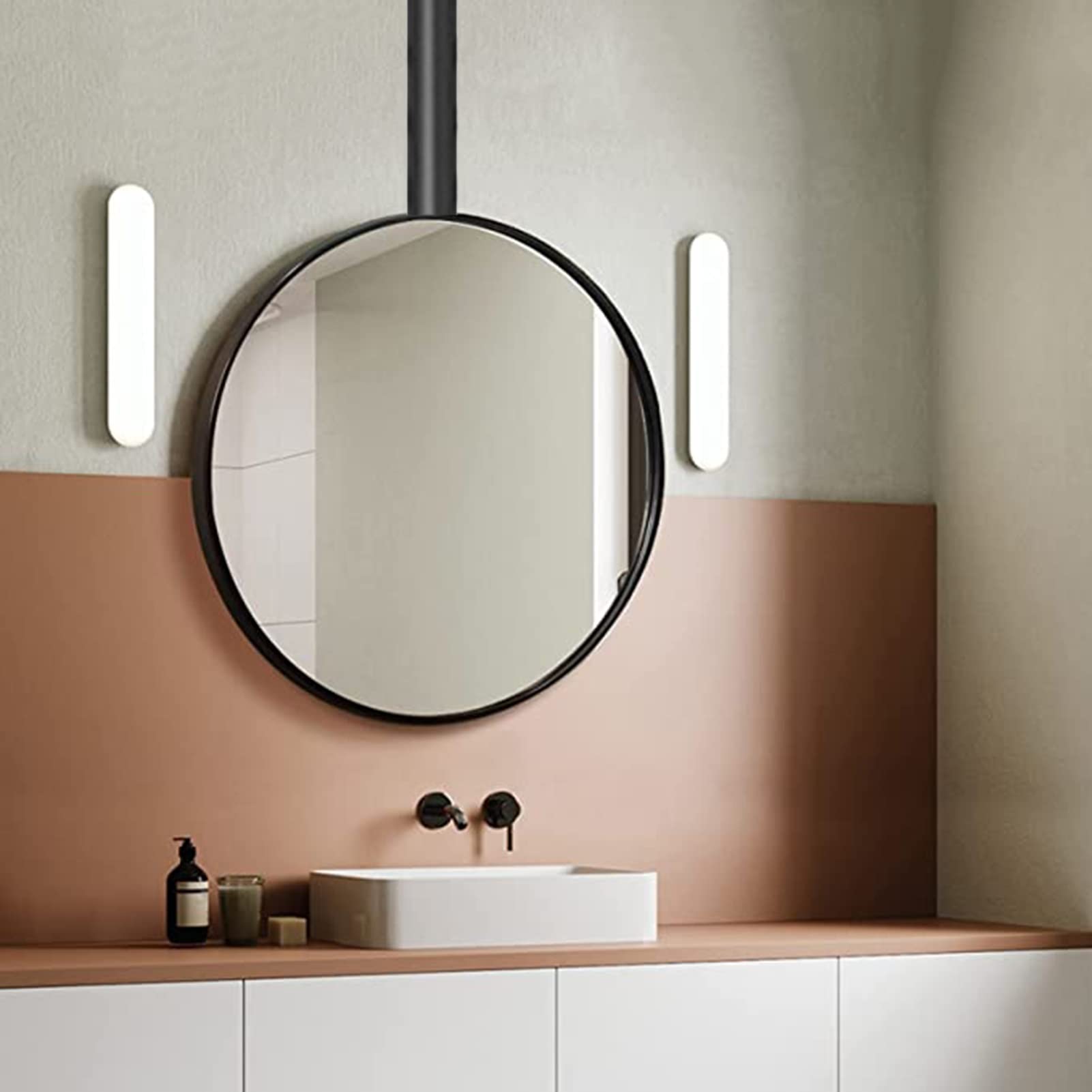 Grand miroir rond noir de 50 cm pour decoration murale de salon