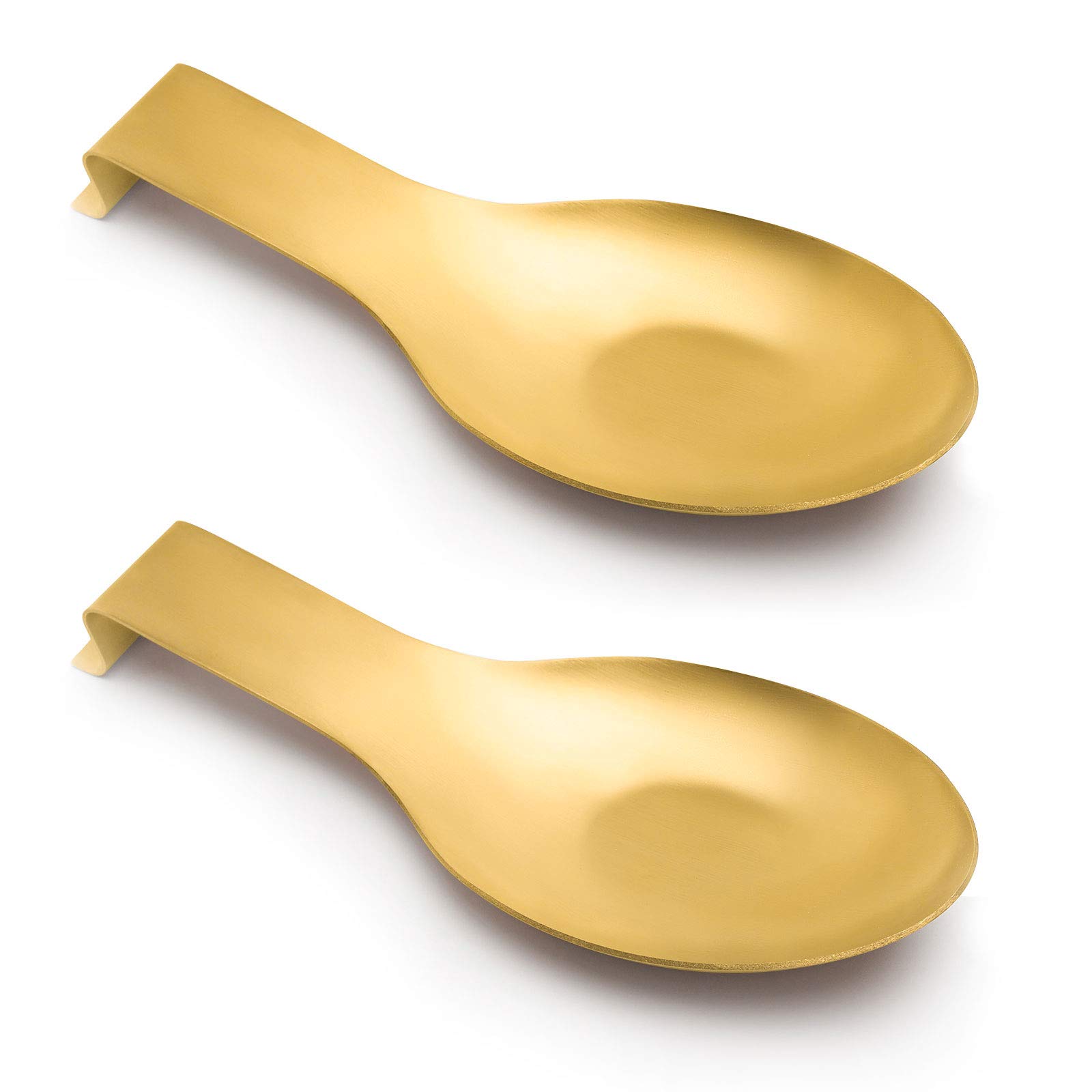 Support louche pour dessus de cuisinière anti-tache en acier inoxydable doré