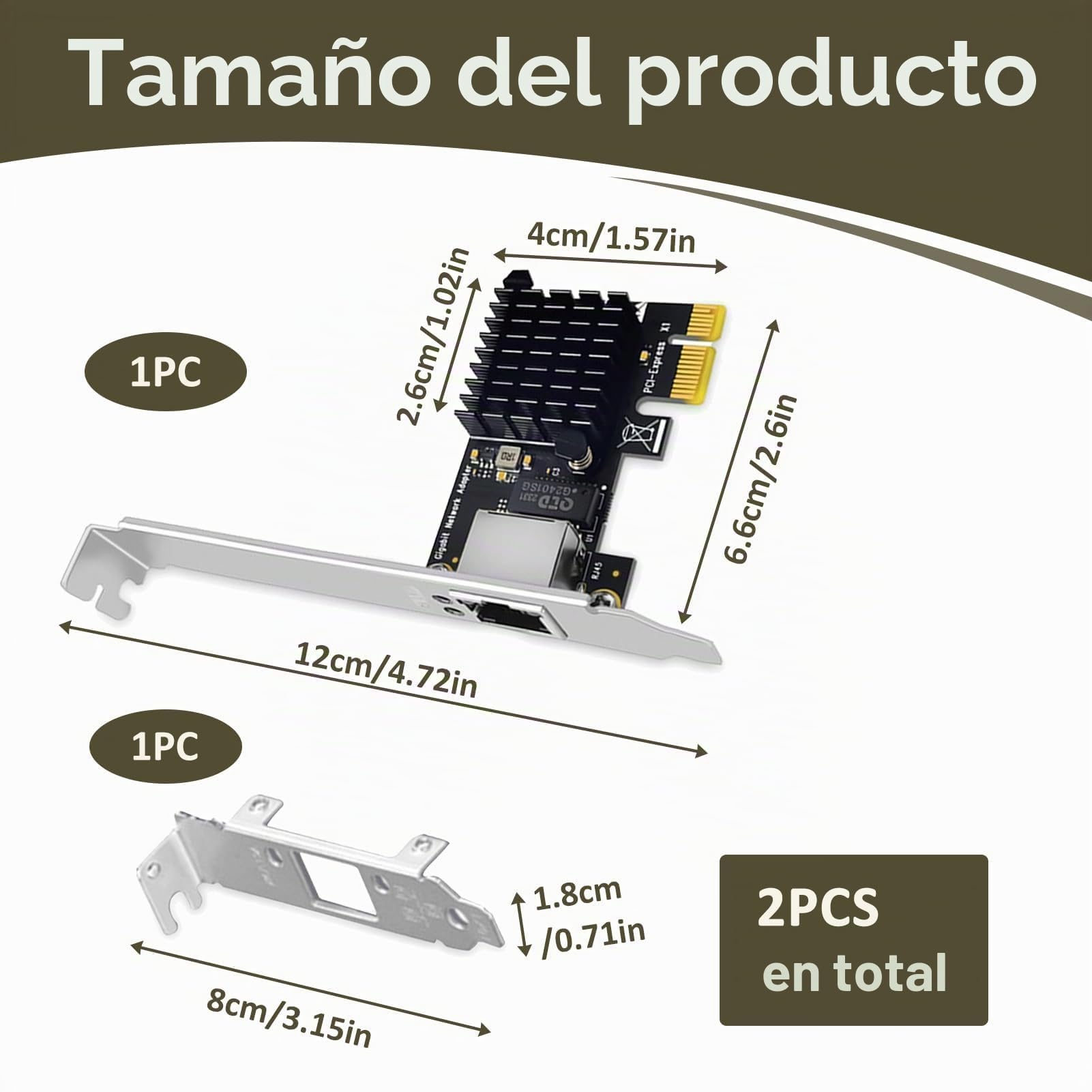 Tarjeta de Red PCIe Gigabit Ethernet, Adaptador de Red PCI Express RTL8111H, 10/100/1000 Mbps, Puerto RJ45, Compatible con Windows 10/8/7, Ideal para PC y Servidores, Conexión Estable, Alta Velocidad