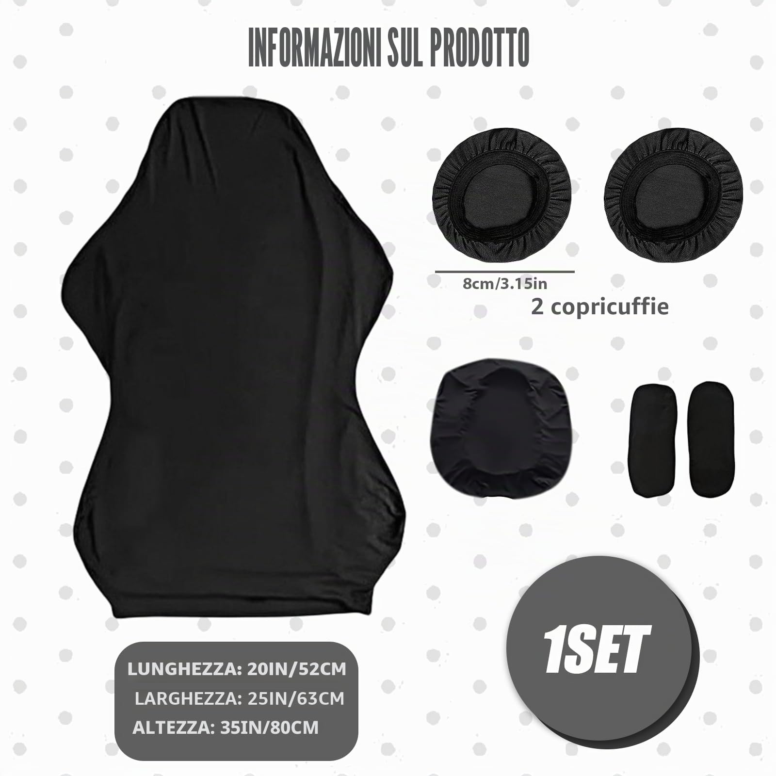 Rivestimento universale per sedia da gioco con braccioli, schienale e coprisedile, con 1 paio di copriauricolari – Rivestimento di alta qualità per sedia da ufficio