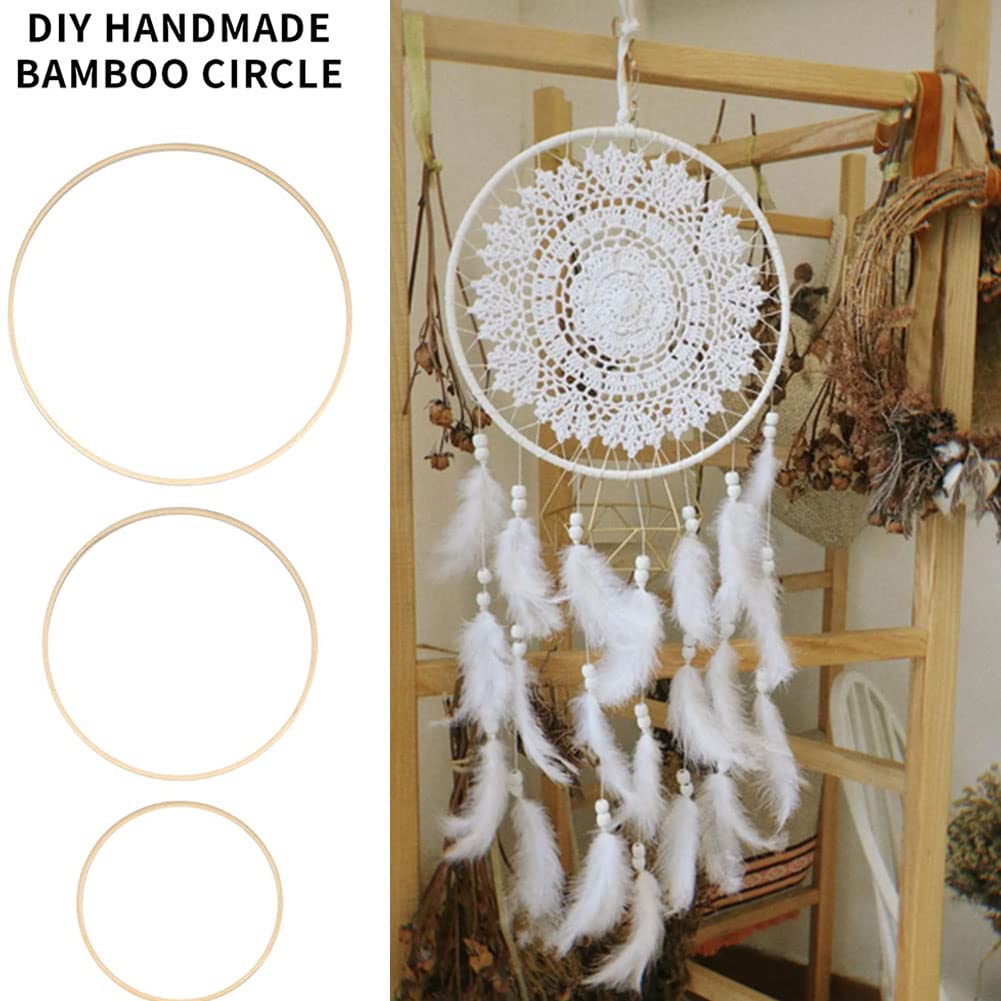 12 Anneaux En Bambou Pour Attrape-Rêves DIY - 15/20/25cm, Cercles Macramé Décoration