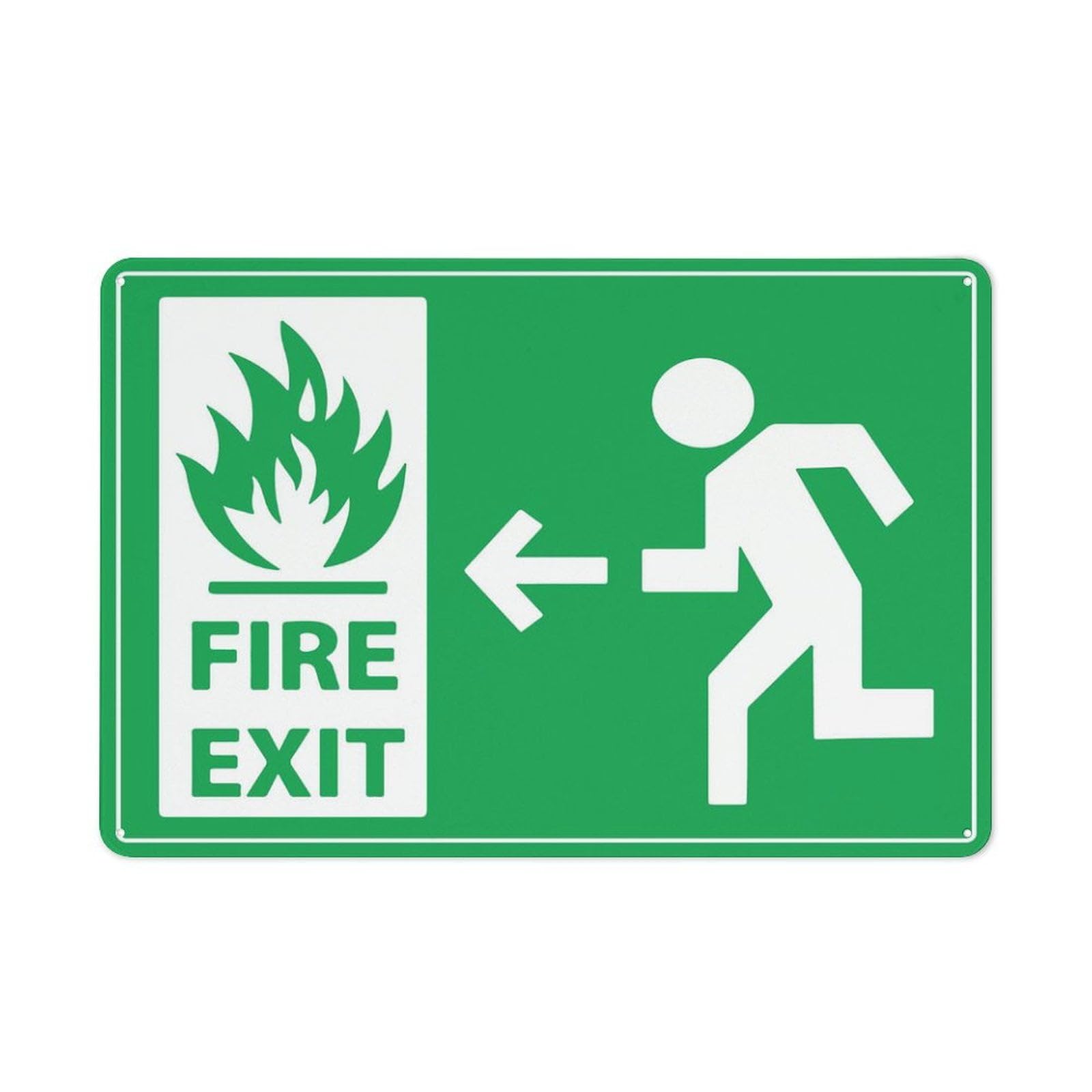 Peiyeety A10 Fire Exit Running Man (Left Arrow) Sign Outdoor Metal Sign - 12X16 Inches Metal Signs For Business, Workplace, Office, Home, Delivery Signs, Road Signs, Garden Signs