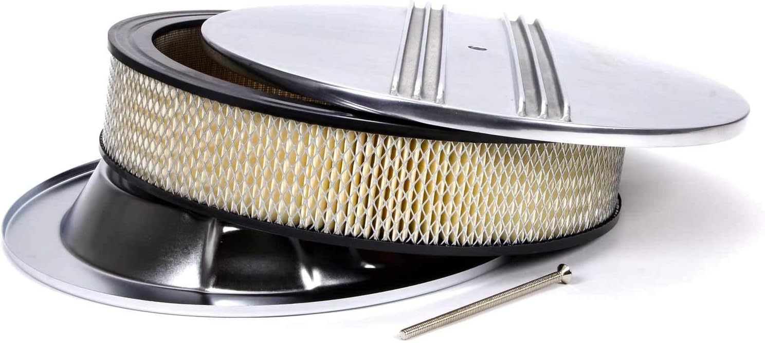 Racing Power Company R6720 14" x 3" Round Aluminum Finned Drop Base Air Cleaner Set
