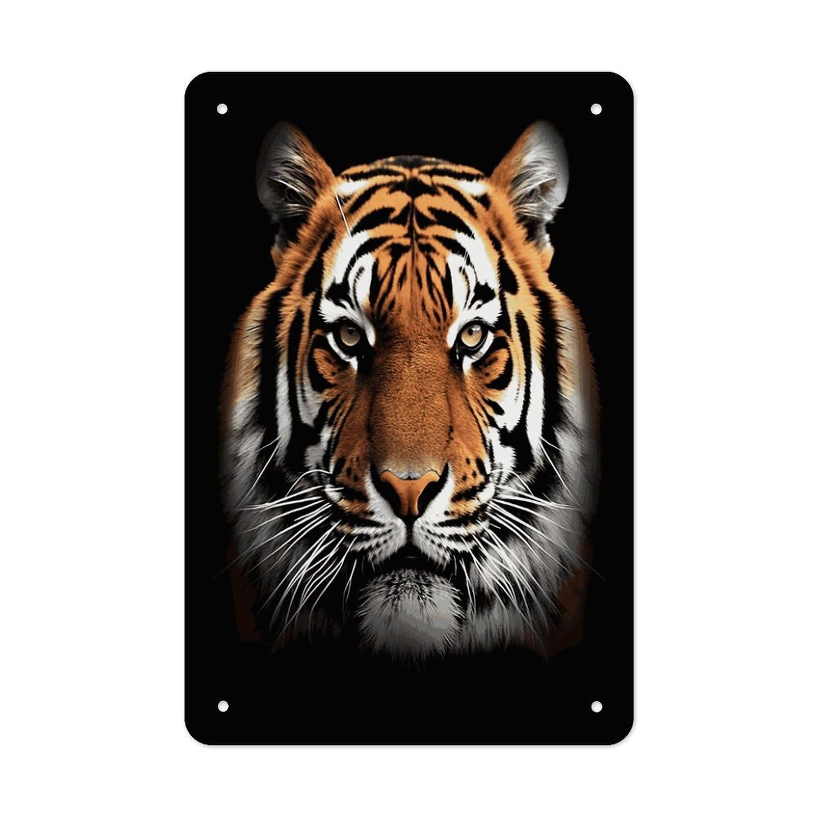 LDGSUPH Tiger Face Wall Art Prints Folded Edge Iron Sheet Painting with Holes for Wall Prints Decorative Picture Metal Signboard Decor Painting for Outdoor Indoor Wall Decor