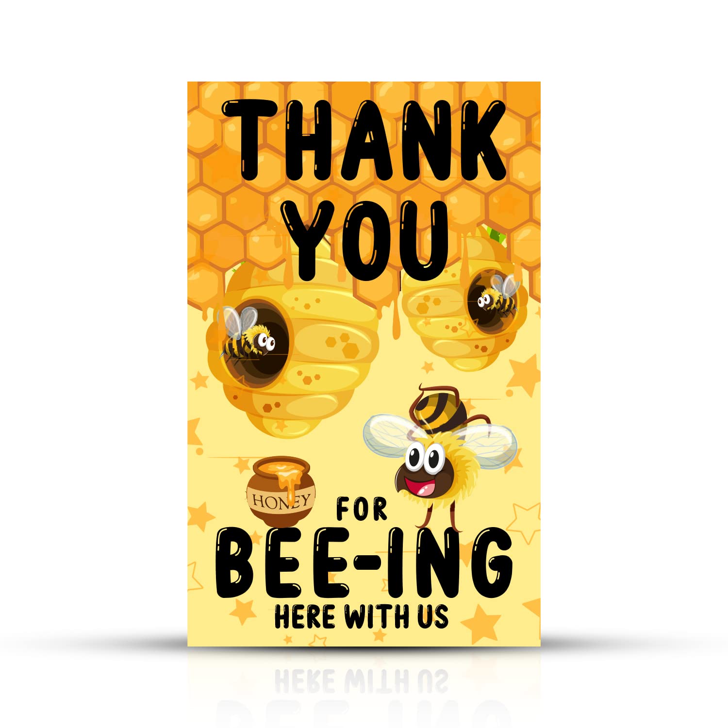 Zyozique Honey Bee Thank You for Bee-ing Here with Us Tags for Birthday, Honey Bee Thank You Label Tags for Birthday, Bridal Shower, Wedding, Baby Shower, Graduation, Thanksgiving Favor (Pack of 50)