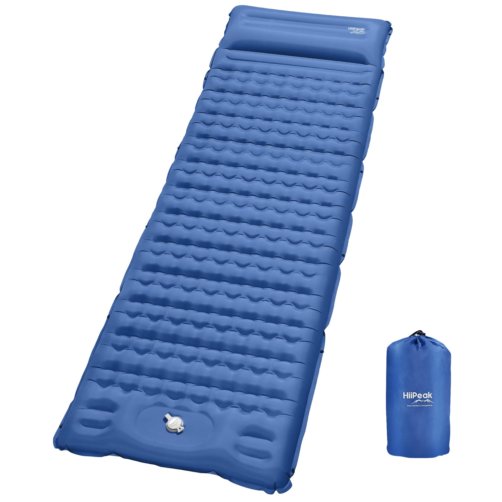 HiiPeak Isomatte hoch Camping luftmatratze mit integrierten kopfkissen Outdoor campingmatte schlafmatte kleines packmass mit Fußpumpe luftzellenmatte aufblasbar