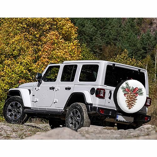 Image of Pine Cone Spare Tire Cover Hand Drawn Watercolor Christmas Day Decoration Botanical Weatherproof Universal Wheel Protectors Camper Tire Covers for Trailer Rv Travel(17 inch)