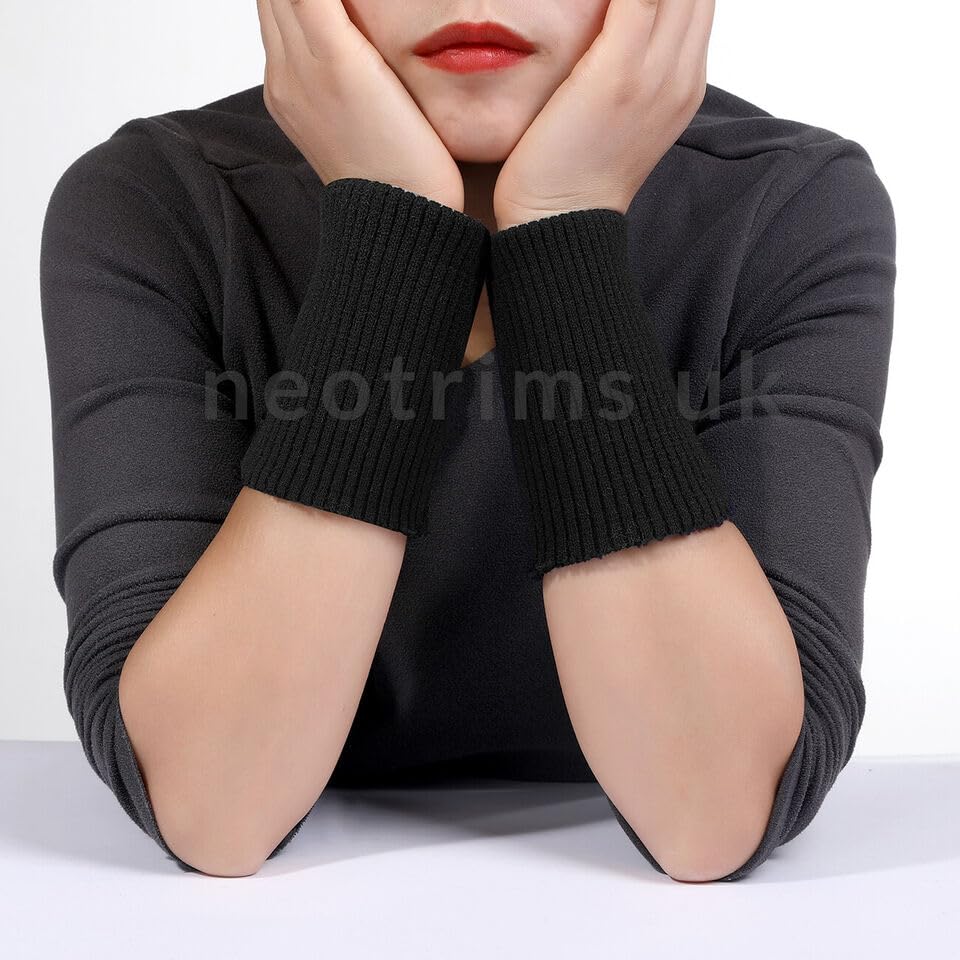 Rib Knit Trim Fabric Cuffing Tubular Cuff & Matching Waistband Ribbing Trimming.Single or Combo to Trim Whole Garment,Cuffs,Hem & Neck Band, British Made. Black Tubular Cuff 1 Pair3