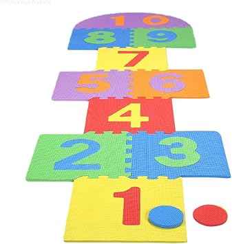 Hopscot Playmat Kids Foam Play Mat,Soft & Non-Toxic Interlocking Puzzle Play Mats EVA Exercise Mat,10 Large Number Foam Tiles 12" by 12" Blocks