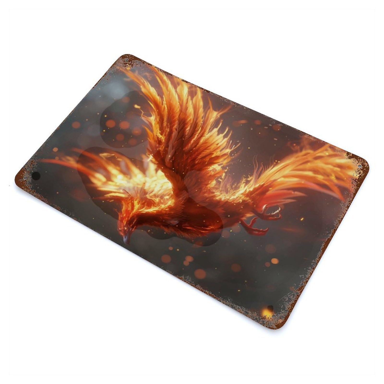 Bird Phoenix Fantasy Fire Decorative Tin Sign 11.8"x7.9", Ideal for Garage, Bar And Workshop Decor