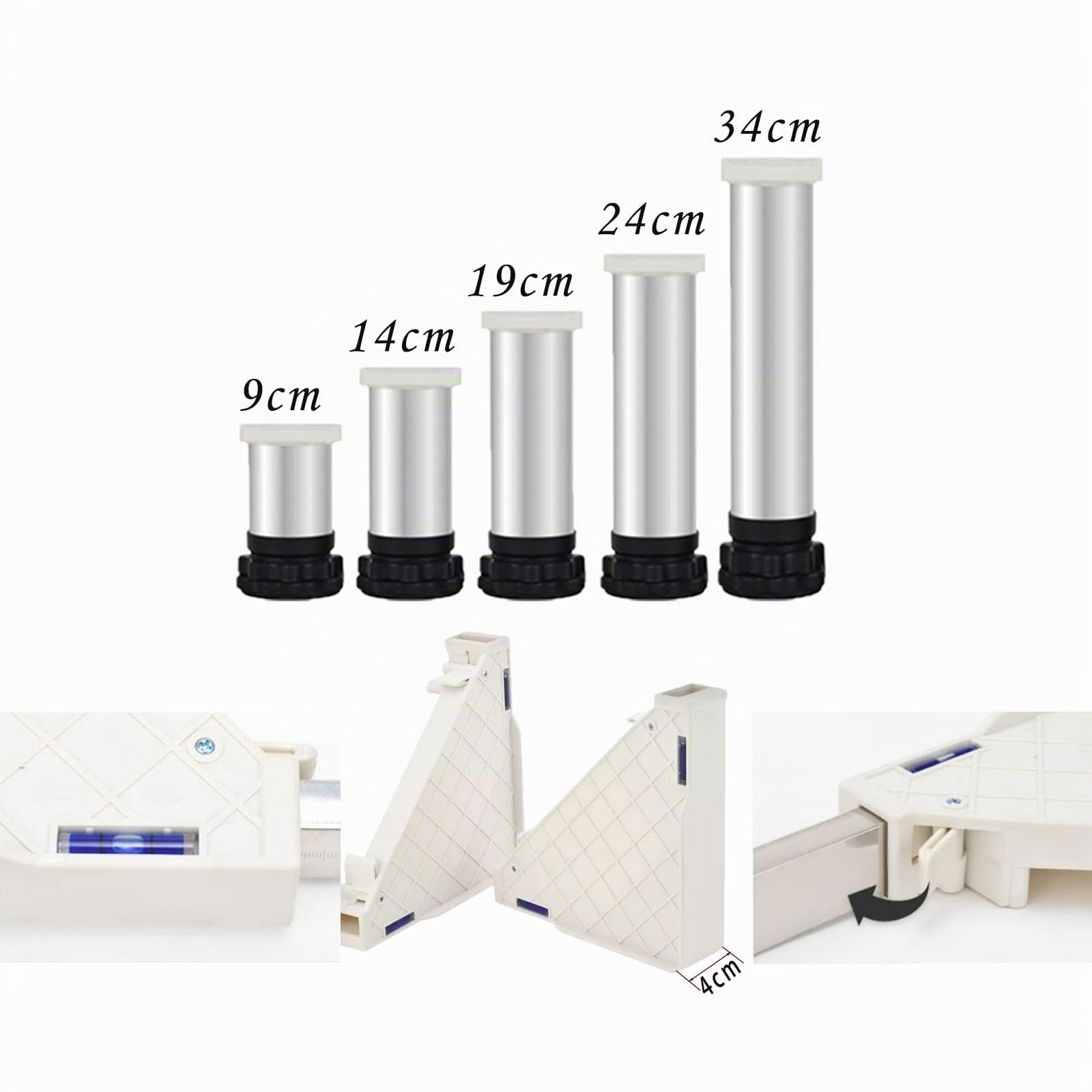 Socle réglable de 38 à 41 cm pour réfrigérateur, congélateur et lave-vaisselle – Robuste, résistant à la corrosion, capacité de charge jusqu'à 200 kg (47-70 cm)
