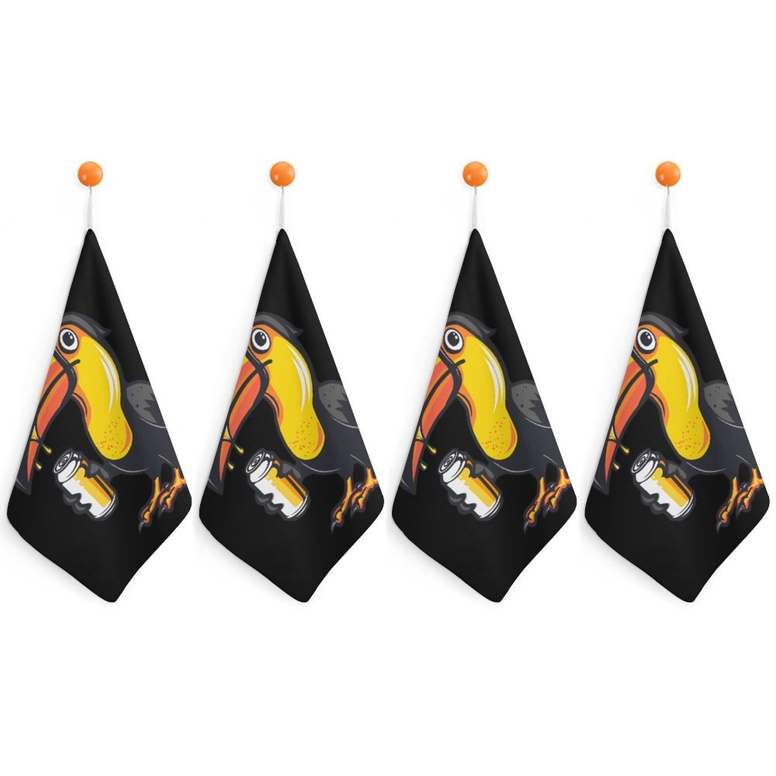 CGSBNGHA Toucan Beer Drinking Tropical Bird Hand Towel Hanging Face Towels Cleaning Cloths Handkerchief for Bathroom Kitchen