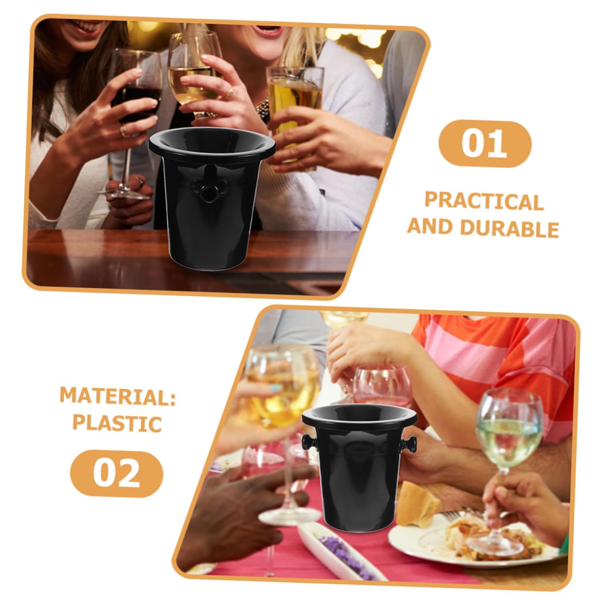 Garneck Secchiello Robusto in Plastica per Degustazione Vino Contenitore per Ghiaccio E Birra per Casa E Bar