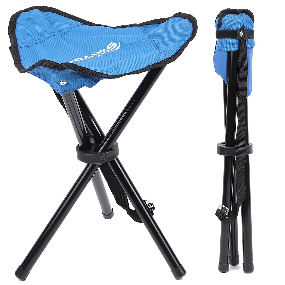 STRAUSS Folding Camping Chair |Portable & Foldable Stool for Camping, Fishing, Gardening, and Beach| 3-Leg Chair|Camping Accessories |Compact Outdoor Seat for Travel,Picnics,Outdoor Activities,(Blue) (B0CD7NVMYZ) Amazon Price History, Amazon Price Tracker