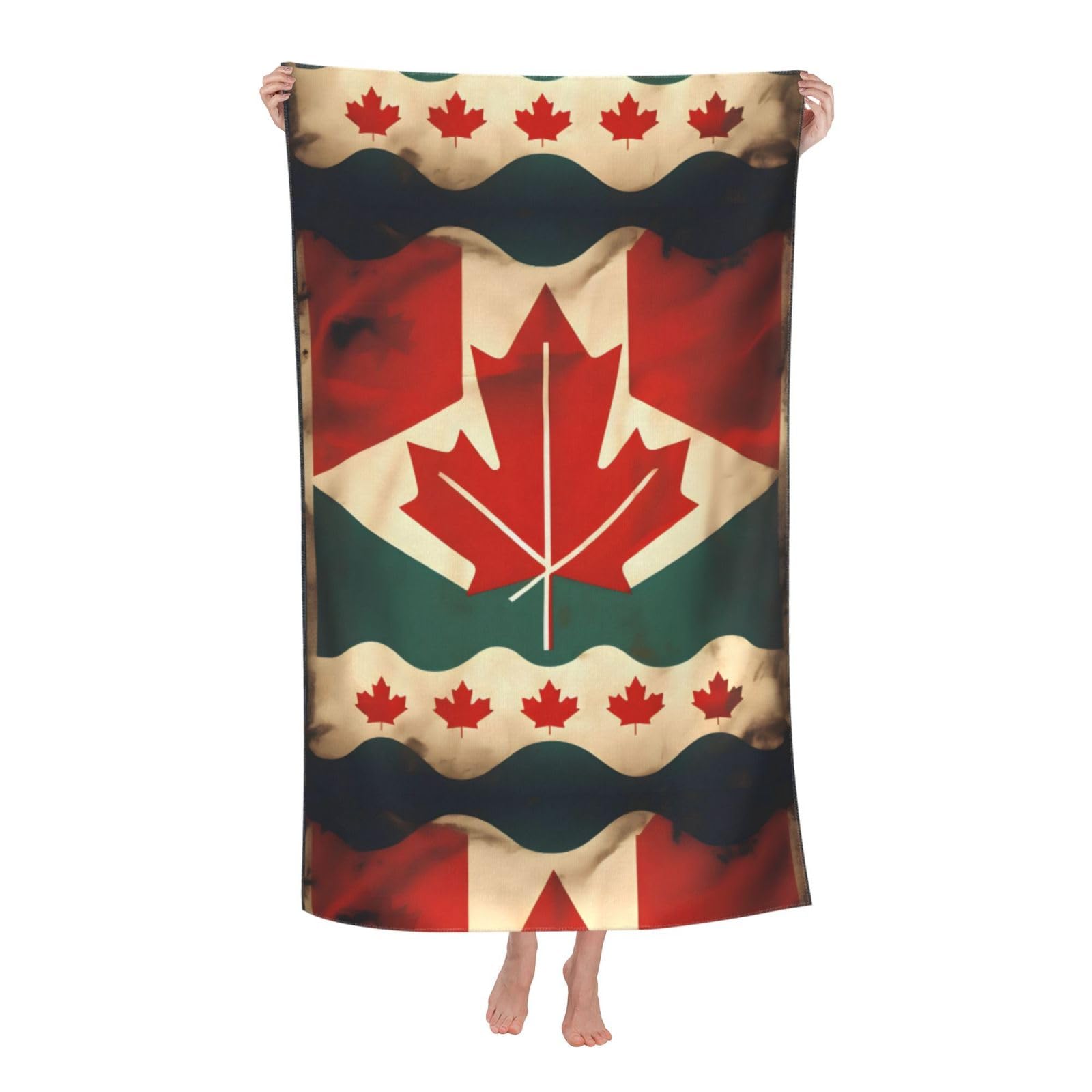 Cbaaghh Retro Canada Flag Print Adult Beach Towels,Beach & Pool Towel,Beach Towels,Towels For Camping