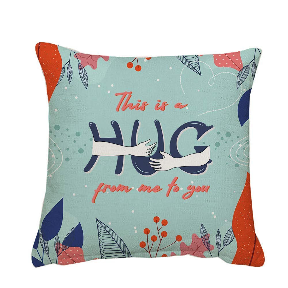Getagift This is a hug from me to you lockdown long distance quarantine present idea inspired Birthday, Christmas themed Funny Throw Pillow Cover Cushion Cover with Insert. (Linen Cover)