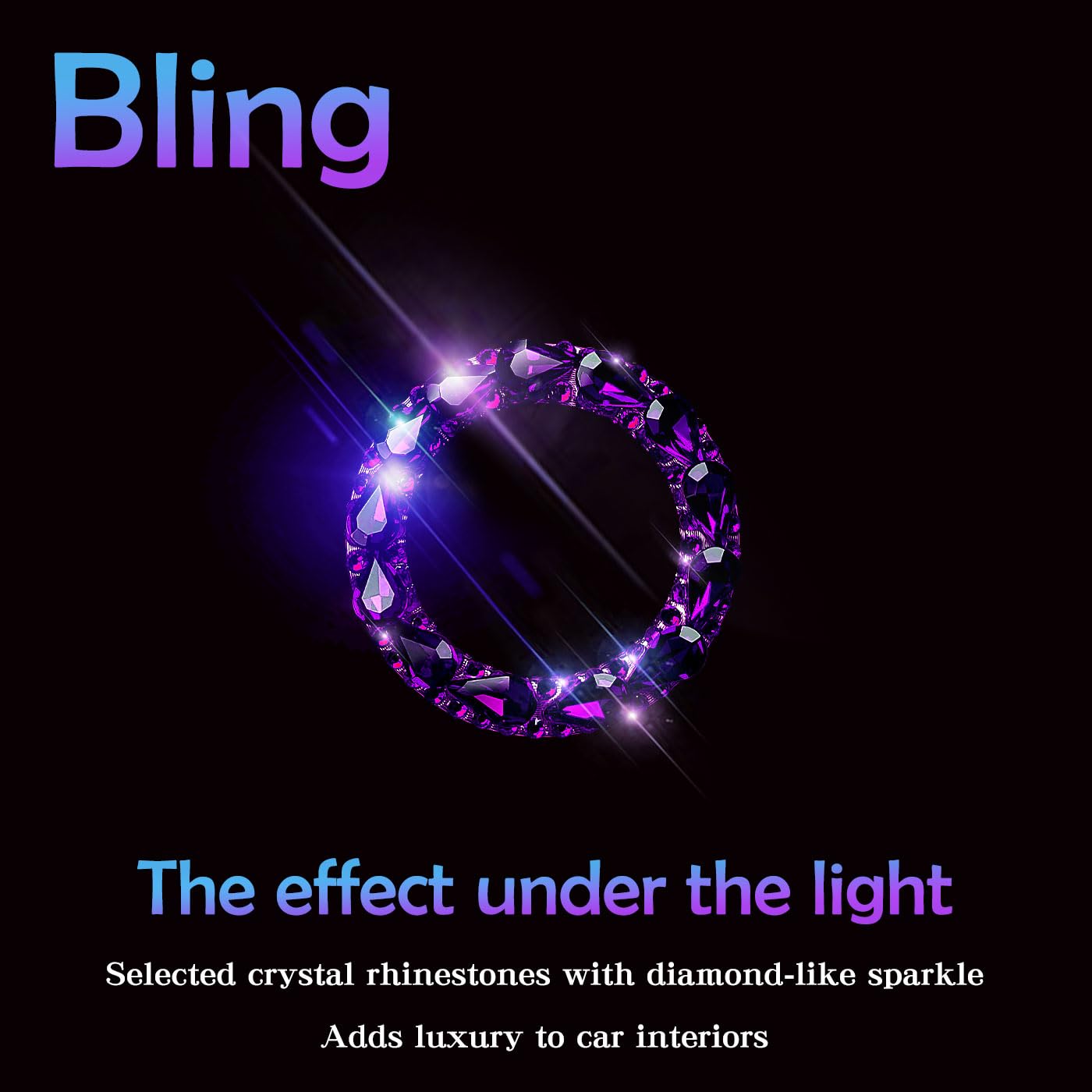 Bling Car Accessories for Wowen,Car Engine Start Stop Button Cover, Shiny Crystal Rhinestone Cover Protection Ring(Gem Purple)