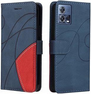 Klapber Capa flip para Motorola Edge 30 Fusion Phone Case, Moto Edge 30 Fusion Leather Wallet Case Card Holster Pouch, Kickstand Protective TPU Silicone Shell para Motorola Edge 30 Fusion, Azul