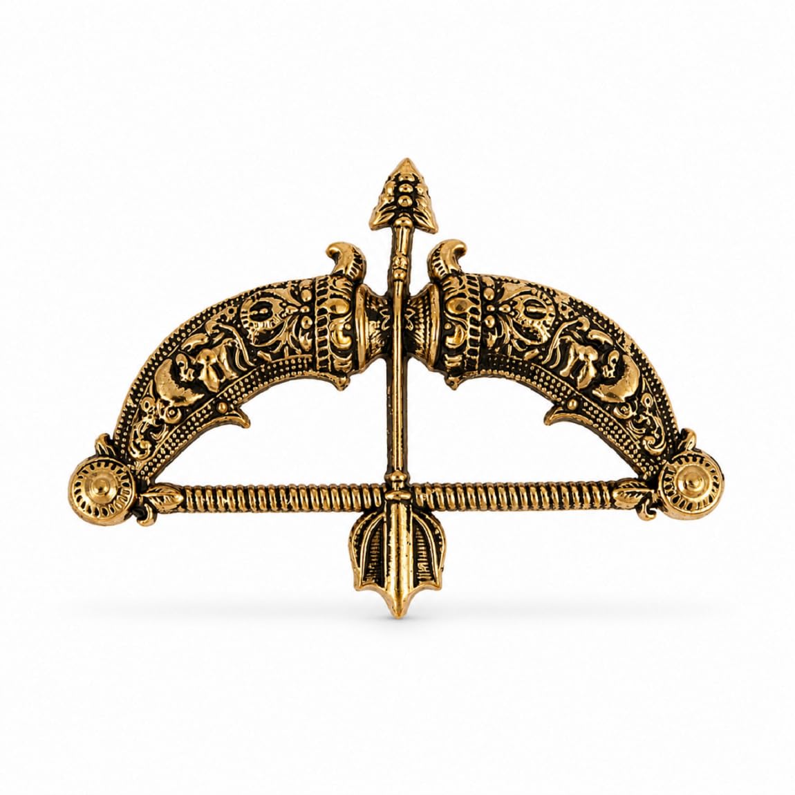 Men's Antique Gold Brass Bow and Arrow Brooch Lapel Pin – Traditional Dhanush Design for Suits, Blazers, and Sherwanis-image-23