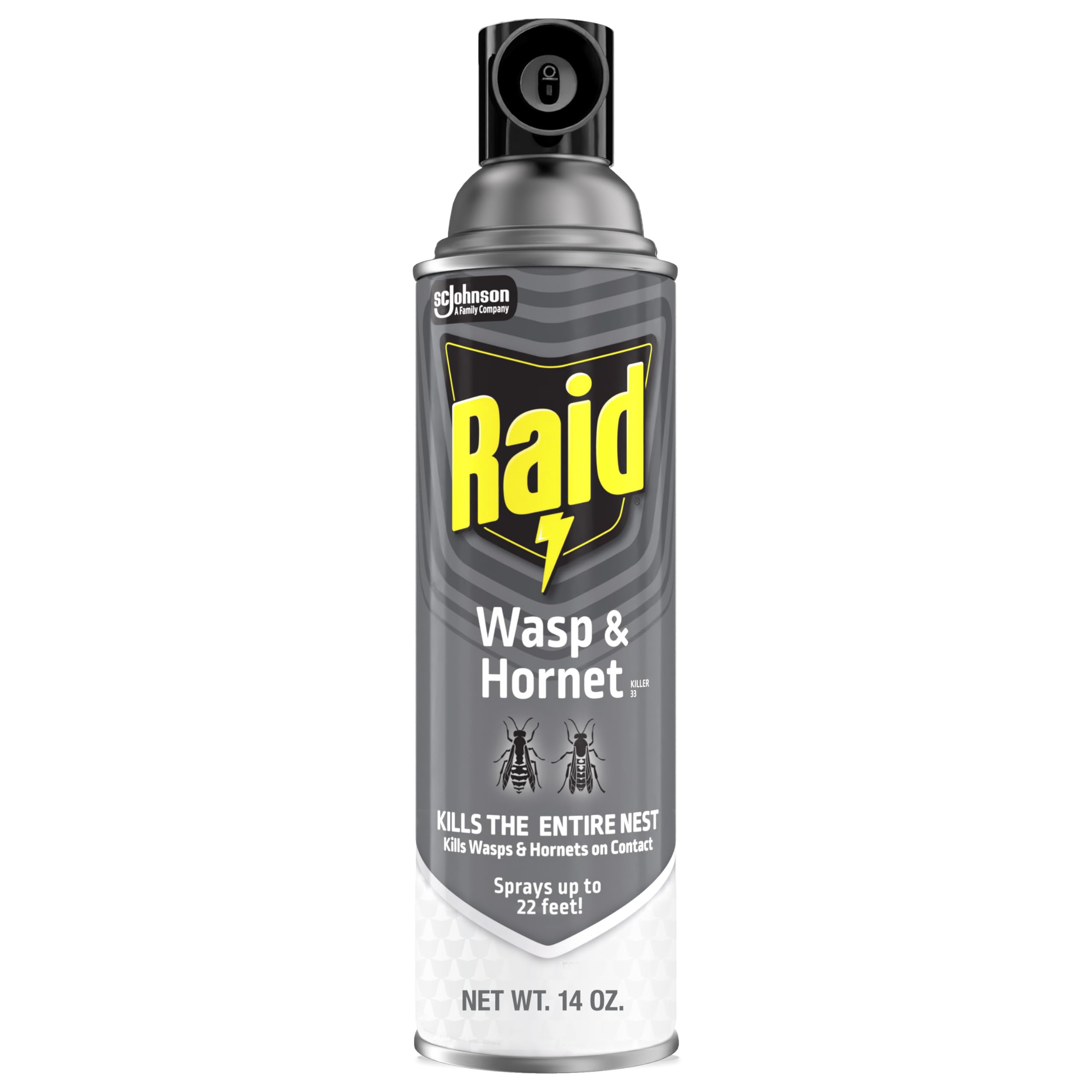 Raid Wasp and Hornet Killer Spray, Kills the entire nest, Kills Paper Wasps, Yellow Jackets, Mud Daubers and more, 14 oz (Pack of 12)
