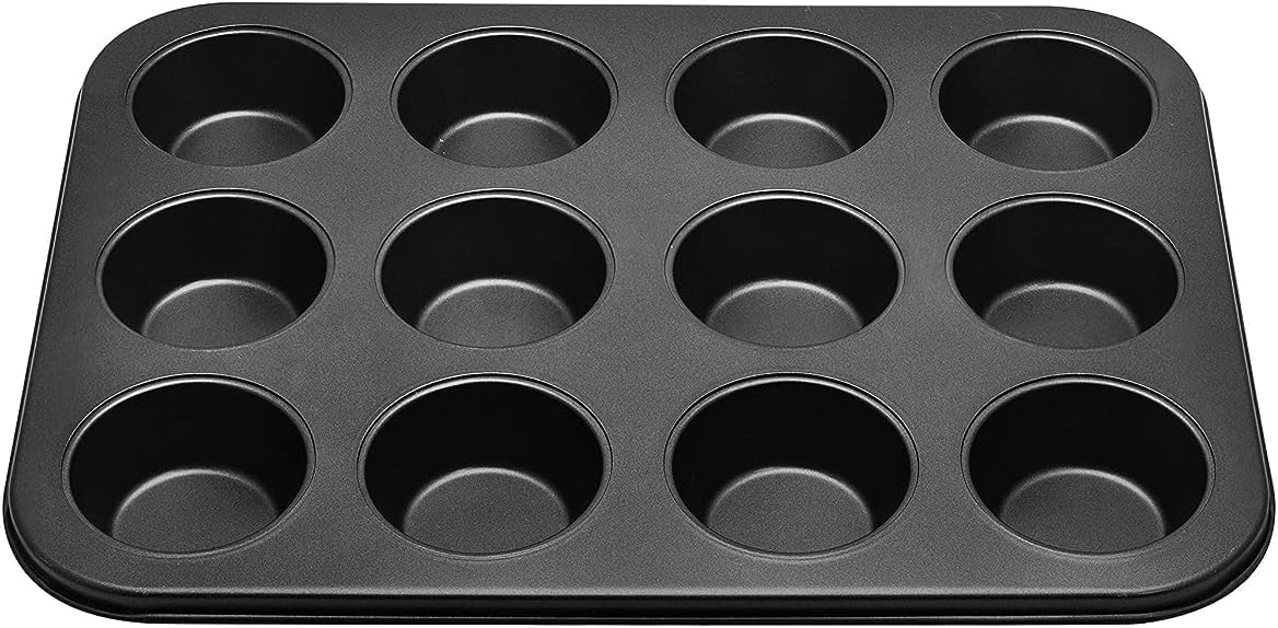 RK Non Stick Muffin Tray Baking Pan Cupcake Pan 12 Cup , Rntp05 , Mini Muffin Pan , Cake Mould , Cupcake Pan , Bundt Pan , Bakeware, BLACK