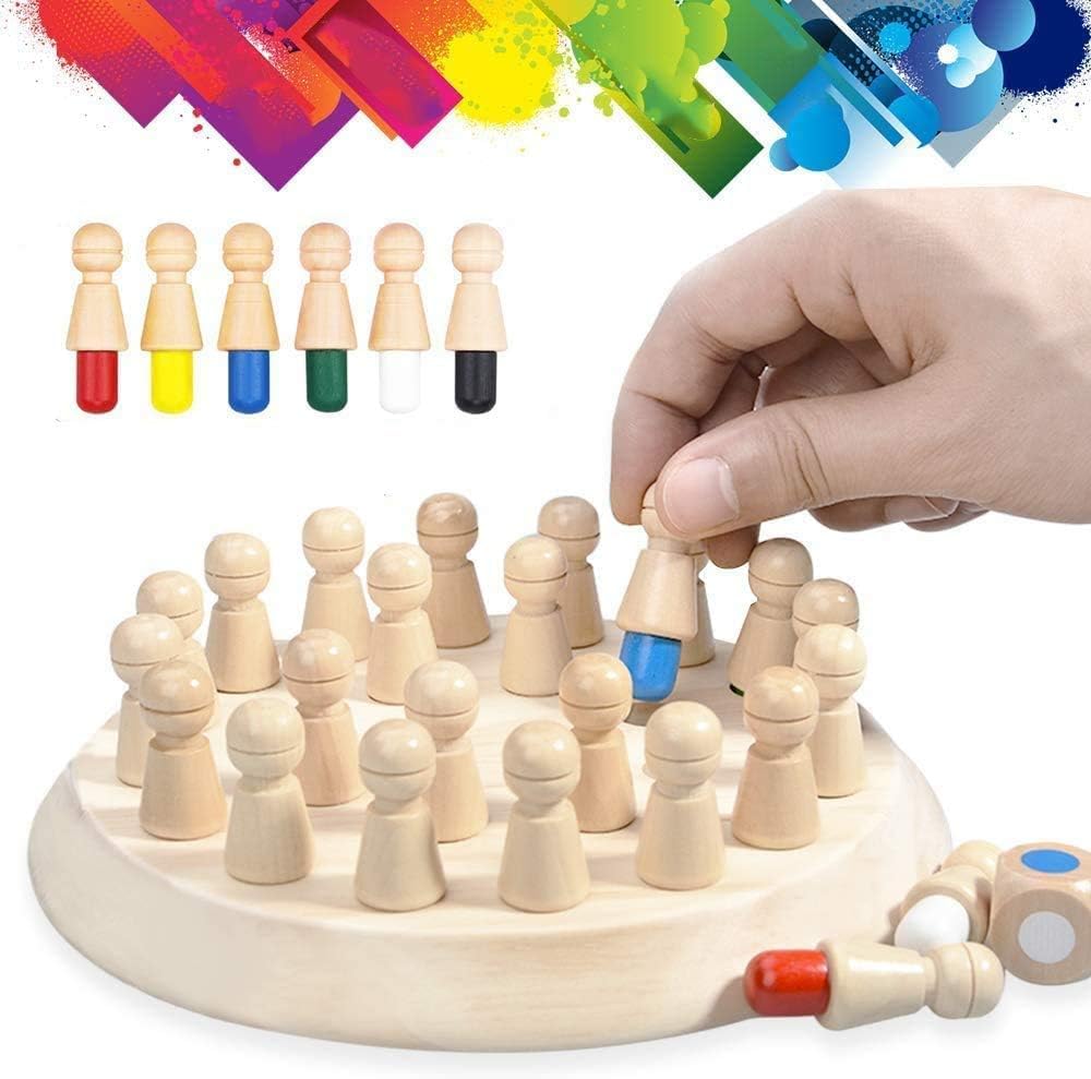 Priyadarshi Wooden Memory Match Stick Chess Game, Color Memory Chess, Funny Block Board Game, Parent-Child Interaction Toy, Educational Intelligent Games for Boys and Girls Age 3 and Up
