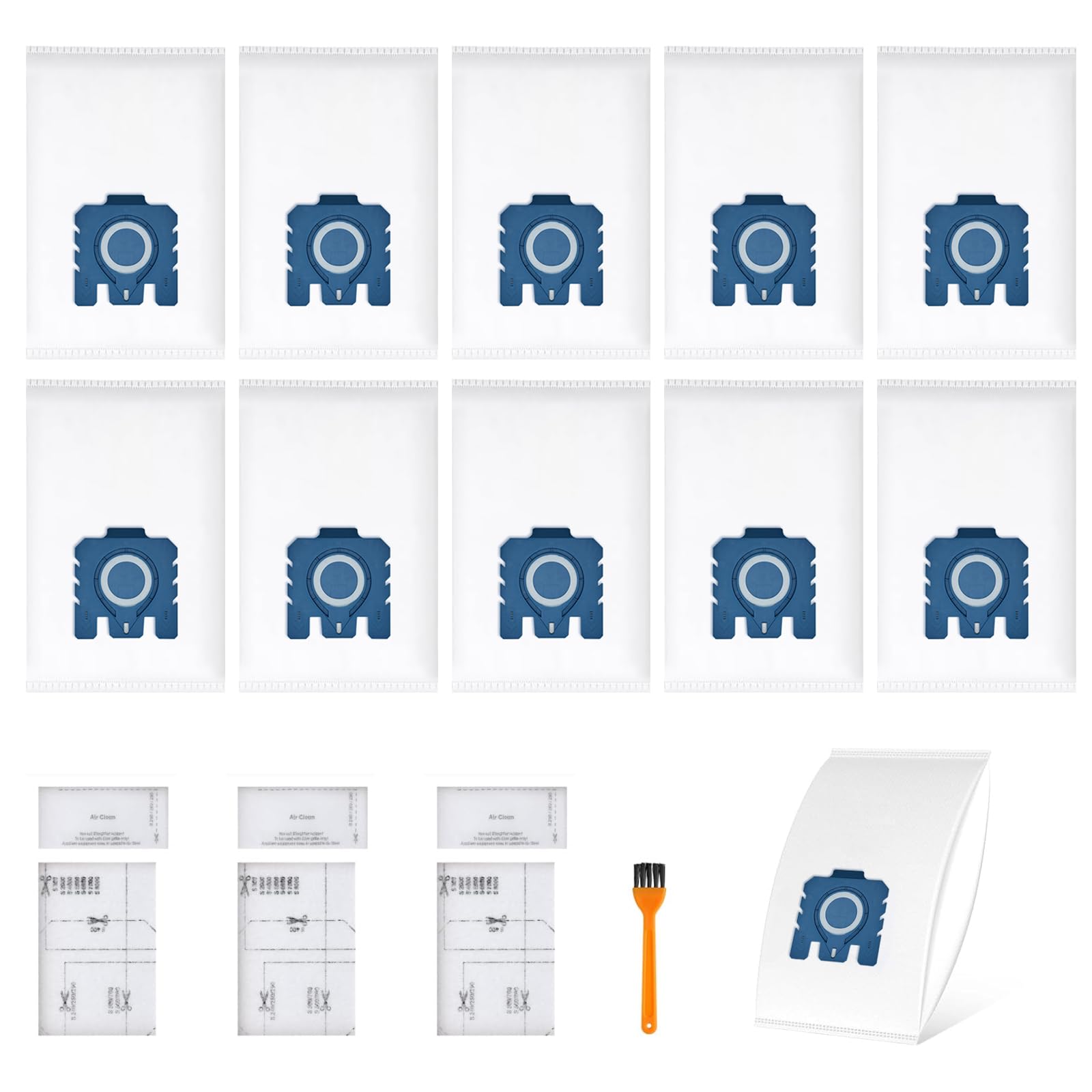 10 Stück Staubsaugerbeutel 3D Efficiency für Miele Pure GN Staubsauger Classic C1 Complete C2 Complete C3, S2 S5 S8 mit 3 Motorfilter 3 Airclean Abluftfilter Ersatz Zubehör 9917730 12421130