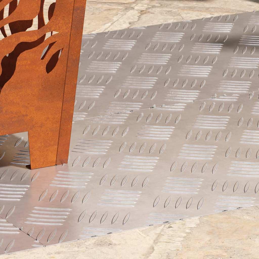 Aluminiowe stopnie schodowe, blacha ryflowana, 100 x 40 cm, kąt prosty, zestaw 4 sztuk, srebrne, antypoślizgowe, do użytku wewnątrz i na zewnątrz, ochraniacze schodów dla bezpieczeństwa i