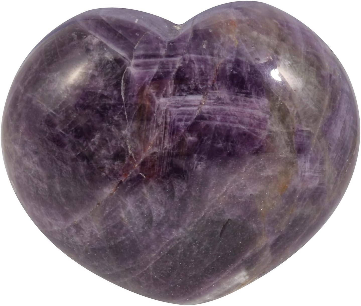 Heart Shaped Crystal Stone - Polished Gemstone Pocket Worry Stone, Natural Crystal Heart Gift for Valentine Mothers Day Decor, 1.8 Inches Amethyst