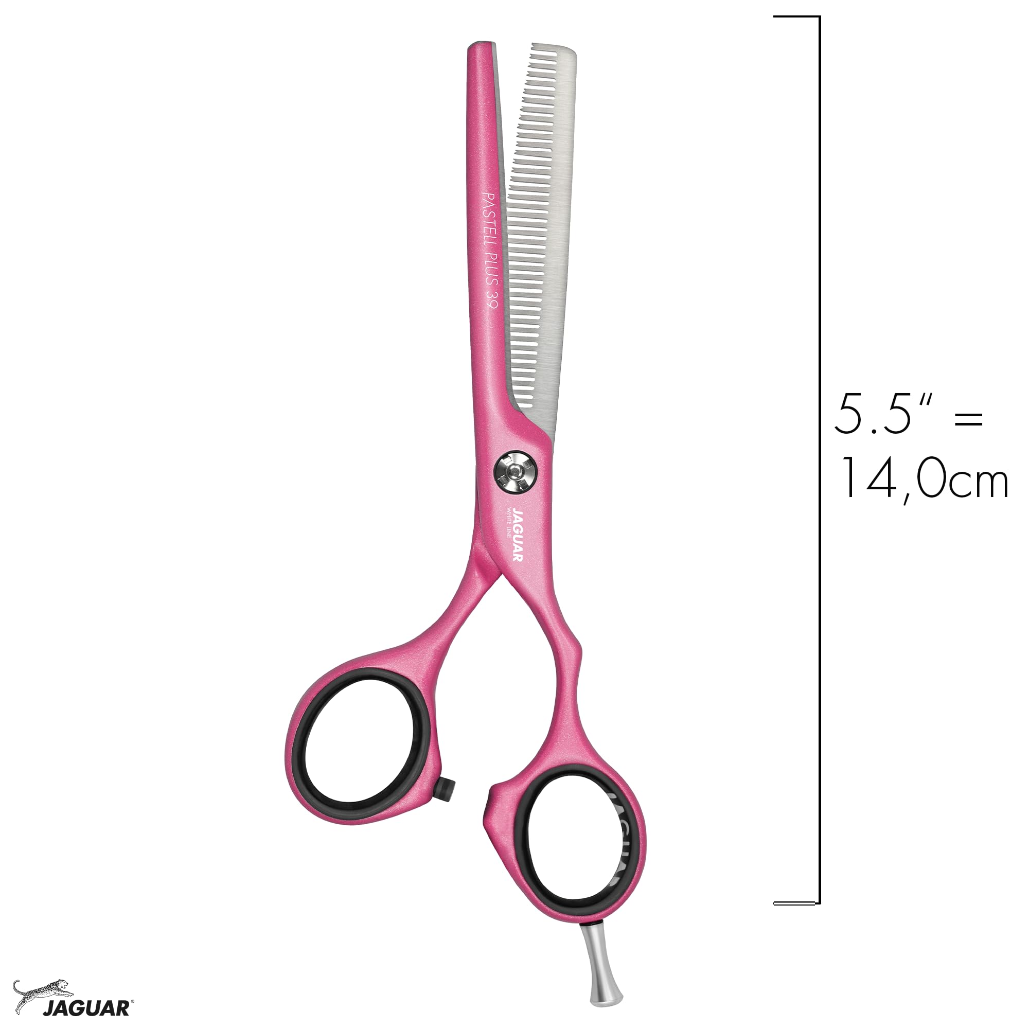 JAGUAR Pastel Plus Candy Crane 39 - Forbici da modellare, 14 cm, con 39 denti per sfoltire con design a prise, rivestimento metallico anallergico e resistente, realizzate in