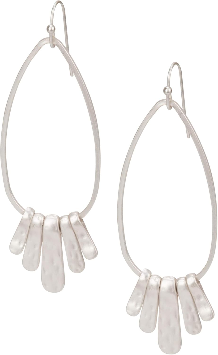 Handmade Boho Hammered Teardrop Earrings Jewelry with 5 Bars for Women