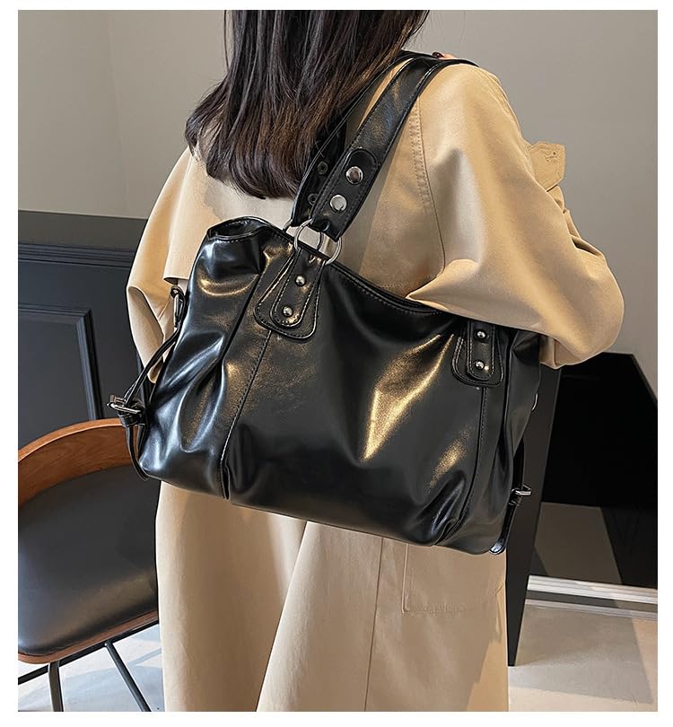Bolso Tote Grande para Mujer, Cuero Sintético, Color Negro miniatura 5