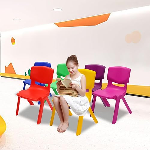 Miniatura 3 de 6 sillas escolares apilables coloridas con asiento de plástico para aulas, sillas preescolares, sillas escolares apilables de plástico para niños,
